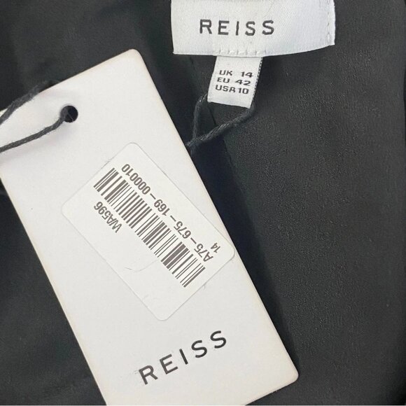 NWT Reiss Nora Metallic Spot Asymmetric Neck Tie Detail Top, Black/Gold size 10 - Picture 8 of 8